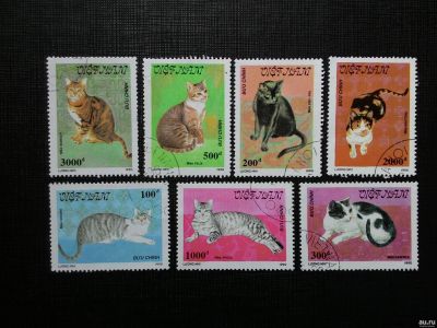 Лот: 15180493. Фото: 1. 1990. Вьетнам. Кошки. Полная серия. Марки