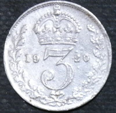 Лот: 11957691. Фото: 1. Великобритания. 3 пенса. 1920... Остальные страны