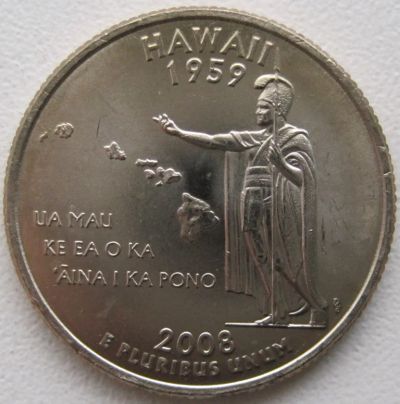 Лот: 6731150. Фото: 1. США 25 центов 2008. Гавайи (штаты... Америка