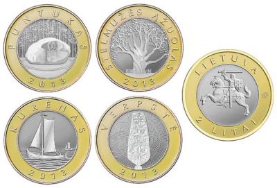 Лот: 3606186. Фото: 1. Набор монет 2 лита 2013 год Литва... Страны СНГ и Балтии