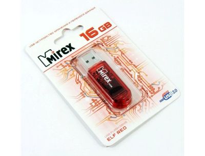 Лот: 10945065. Фото: 1. USB 16Gb Mirex Elf red \Тип исполнения... Карты памяти
