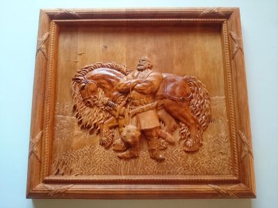Лот: 11633308. Фото: 1. Картина - Богатырь с конём. Произведения
