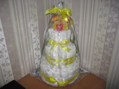 Лот: 3713677. Фото: 1. Торт из подгузников. Другое (сувениры, подарки)