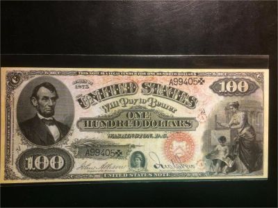 Лот: 9694947. Фото: 1. 100 долларов США - 1875 г. Америка