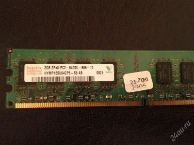 Лот: 2523580. Фото: 1. DIMM DDR-II Hynix 2GB 2Rx8 PC2-6400U-666-12. Оперативная память