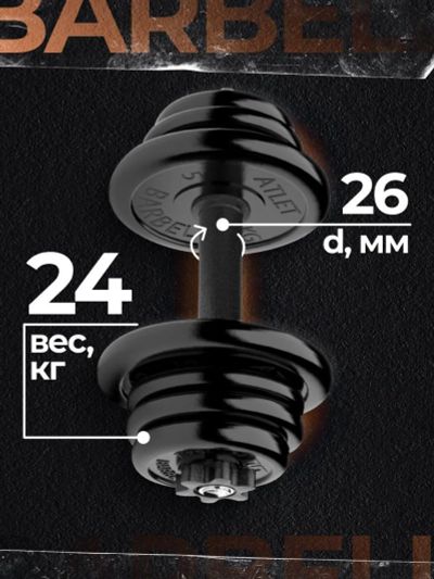 Лот: 22395168. Фото: 1. Гантель разборная MB Barbell MB-FdbM-At24... Гантели