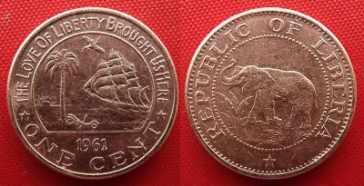 Лот: 22052075. Фото: 1. (№3180/LF) 1 цент 1961 (Либерия... Африка