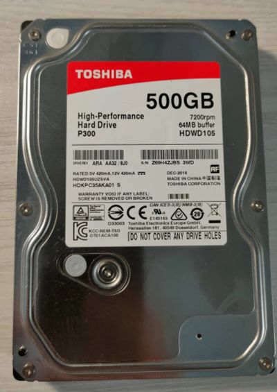 Лот: 19448161. Фото: 1. Жесткий диск Toshiba P300 500... Жёсткие диски (HDD)