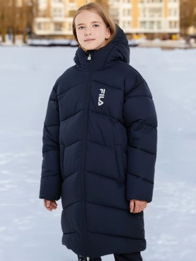 Лот: 22421158. Фото: 1. Пуховик для девочек FILA, Синий. Легкие куртки, толстовки