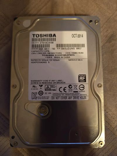 Лот: 21035148. Фото: 1. HDD Toshiba 1ТБ. Жёсткие диски