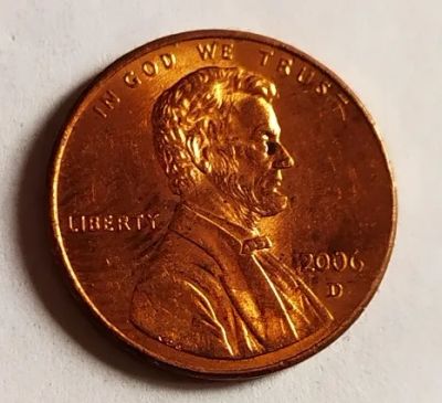 Лот: 25192851. Фото: 1. США 1 цент 2006 двор D. Америка