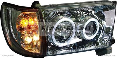 Лот: 4960065. Фото: 1. Фары Toyota Hilux Surf 185 "ангельские... Детали тюнинга