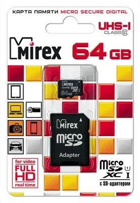 Лот: 9957550. Фото: 1. 64GB Карта памяти MicroSDHC MIREX... Карты памяти