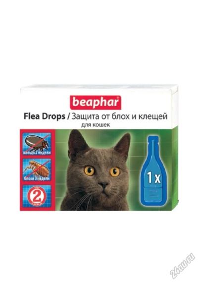Лот: 5670518. Фото: 1. Капли Beaphar Flea Drops для кошек... Косметика для животных