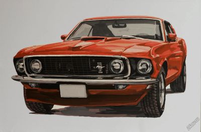 Лот: 3962659. Фото: 1. Форд Мустанг, рисунок Ford Mustang... Картины, рисунки