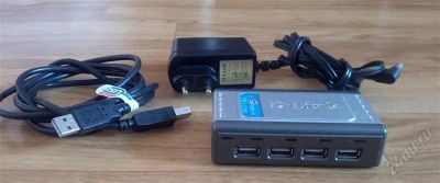 Лот: 2059111. Фото: 1. D-Link DUB-H4 USB 2.0 Hub , хаб... Шлейфы, кабели, переходники