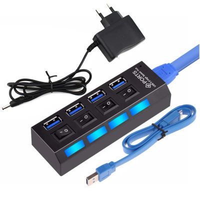 Лот: 15528974. Фото: 1. USB 3.0 HUB на 4 порта с блоком... USB хабы