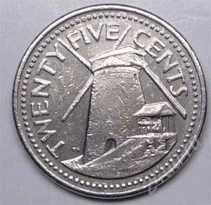 Лот: 1588402. Фото: 1. Барбадос. 25 цент 2000г. Америка