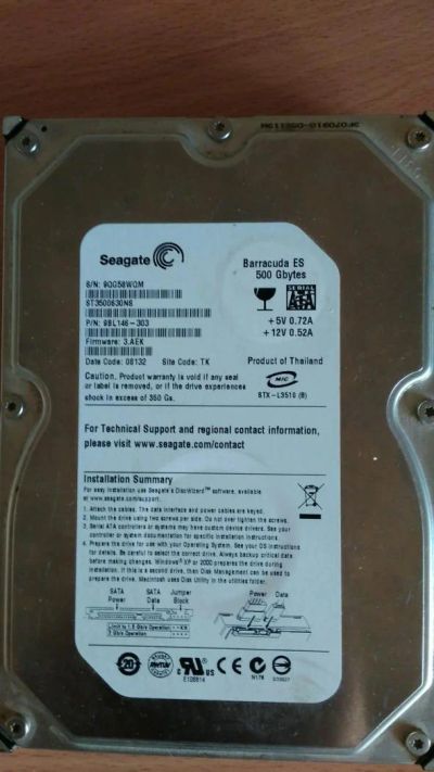 Лот: 7113710. Фото: 1. Hdd 500 gb Seagate Barracuda es... Жёсткие диски (HDD)