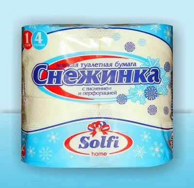 Лот: 14496513. Фото: 1. Т/бумага Солфи Снежинка 4шт 30м... Средства личной гигиены 