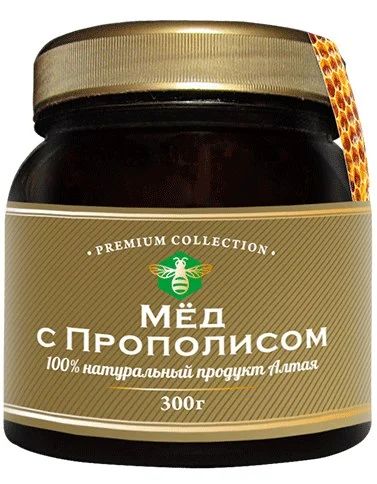 Лот: 7014858. Фото: 1. Мед с прополисом, 300 гр. Антисептики, защитные средства, медицинские маски
