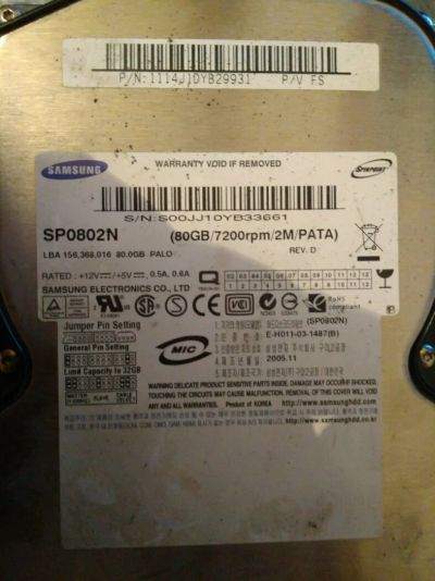 Лот: 10421983. Фото: 1. Samsung IDE 80Gb. Жёсткие диски (HDD)