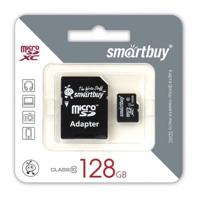 Лот: 9226575. Фото: 1. MicroSD 128 Gb Smart Buy + SD... Карты памяти