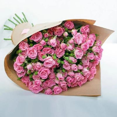 Лот: 4758338. Фото: 1. Букет из 11 кустовых розовых роз... Другое (цветы, букеты)