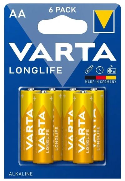 Лот: 20968959. Фото: 1. Батарейка Varta LongLife AA, 6шт. Батарейки, аккумуляторы, элементы питания