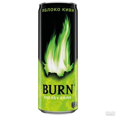 Лот: 16841200. Фото: 1. Энергетический напиток Burn Яблоко... Напитки