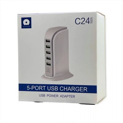 Лот: 22145576. Фото: 1. СЗУ WUW C24 5*USB 6A, 30W (White... Зарядные устройства, блоки питания, адаптеры сетевые для смартфонов