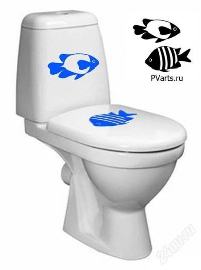Лот: 2674983. Фото: 1. наклейка на унитаз набор рыбок. Интерьерные наклейки