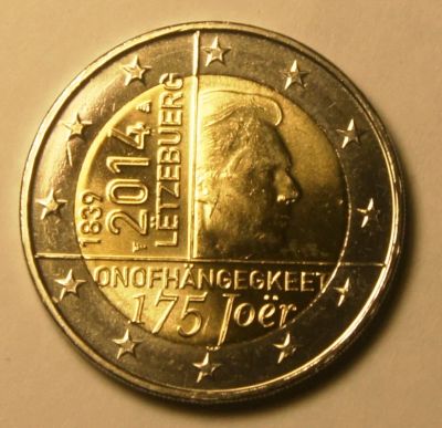 Лот: 3770762. Фото: 1. Люксембург.2 евро 2014 г. 175... Европа