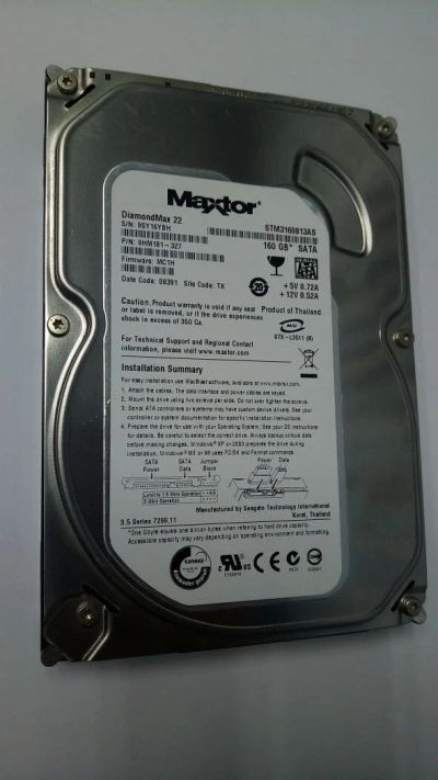 Лот: 10234866. Фото: 1. HDD 160Gb SATA Maxtor. Жёсткие диски