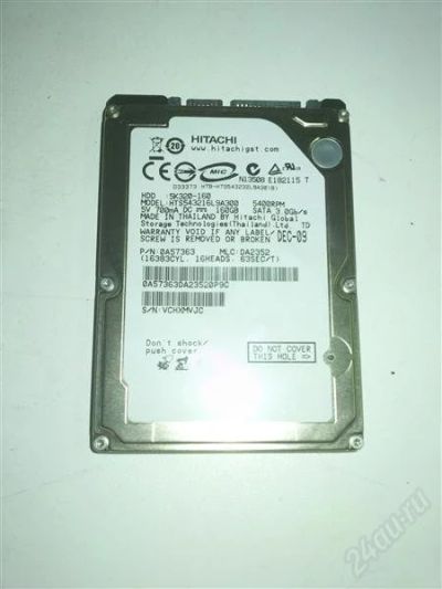 Лот: 1562360. Фото: 1. 160 гиг Хитачи для бука 2,5. Жёсткие диски (HDD)