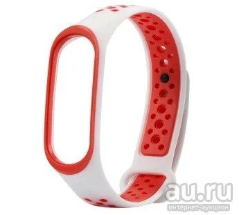 Лот: 13846490. Фото: 1. Ремешок для Mi Band 3 ( бело-красный... Ремешки, браслеты