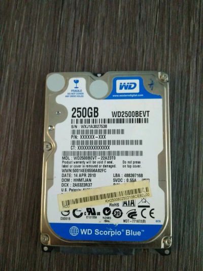 Лот: 11713722. Фото: 1. Жёсткий диск для ноутбука wd 250gb. Жёсткие диски (HDD)