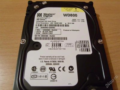 Лот: 1870948. Фото: 1. Жёсткий диск WD800 IDE 80GB в... Жёсткие диски (HDD)
