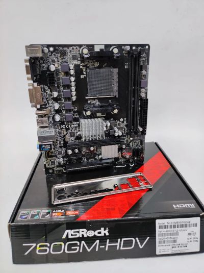 Лот: 19315378. Фото: 1. Мат.плата ASRock 760GM-HDV AM3... Материнские платы