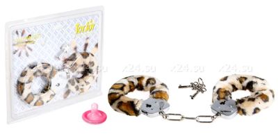 Лот: 3513759. Фото: 1. Наручники металлические с леопардовым... Игрушки