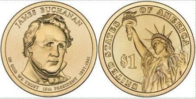 Лот: 543101. Фото: 1. США 1 доллар 2010 г. Джеймс Бьюкенен... Америка