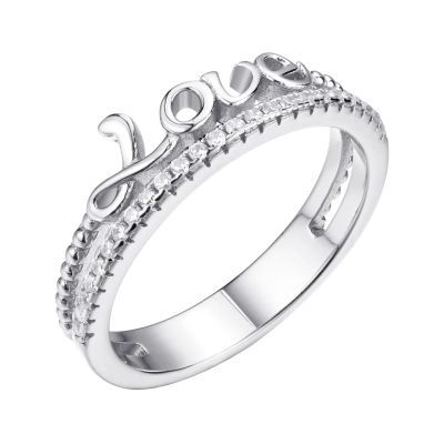 Лот: 23804062. Фото: 1. Кольцо LOVE из серебра с фианитами. Кольца, перстни