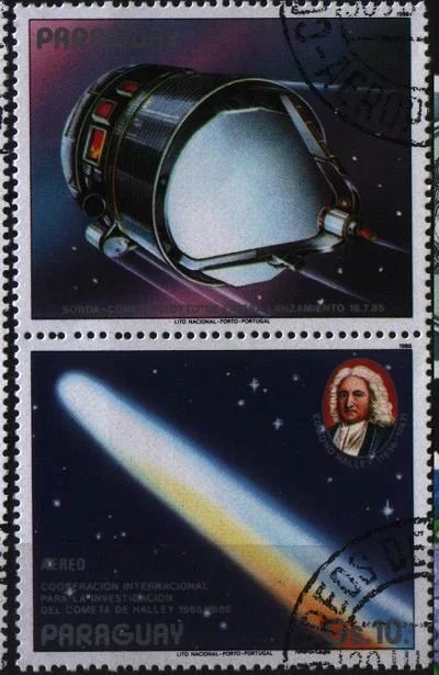 Лот: 7853674. Фото: 1. Парагвай 1986г космос сцепка 2марки. Марки