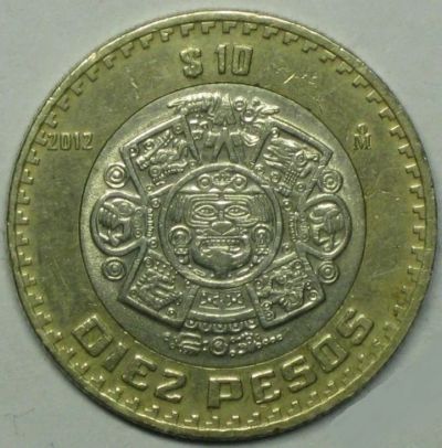 Лот: 4740509. Фото: 1. Мексика 10 песо 2012 биметалл. Другое (монеты)