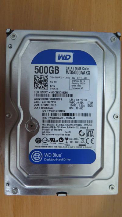 Лот: 20240239. Фото: 1. Жесткий диск WD Blue 500Gb (WD5000AAKX... Жёсткие диски