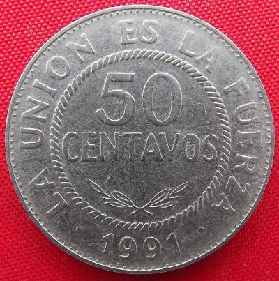 Лот: 1785879. Фото: 1. (№1376/LF) 50 сентаво 1991 (Боливия... Америка