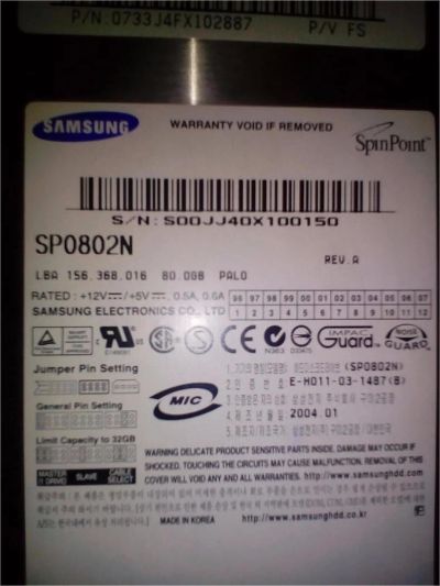 Лот: 8245088. Фото: 1. Жесткий диск Samsung. Жёсткие диски (HDD)