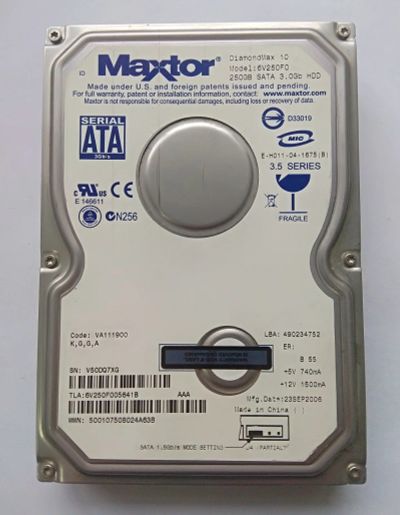 Лот: 15182941. Фото: 1. Жесткий диск 250Гб Maxtor 6V250F0... Жёсткие диски (HDD)