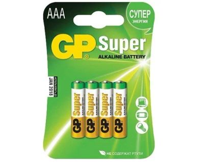 Лот: 15054102. Фото: 1. Батарейка AAA GP Super LR03 (4-BL... Батарейки, аккумуляторы, элементы питания