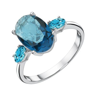 Лот: 23887638. Фото: 1. Серебряное кольцо с ситаллами... Кольца, перстни